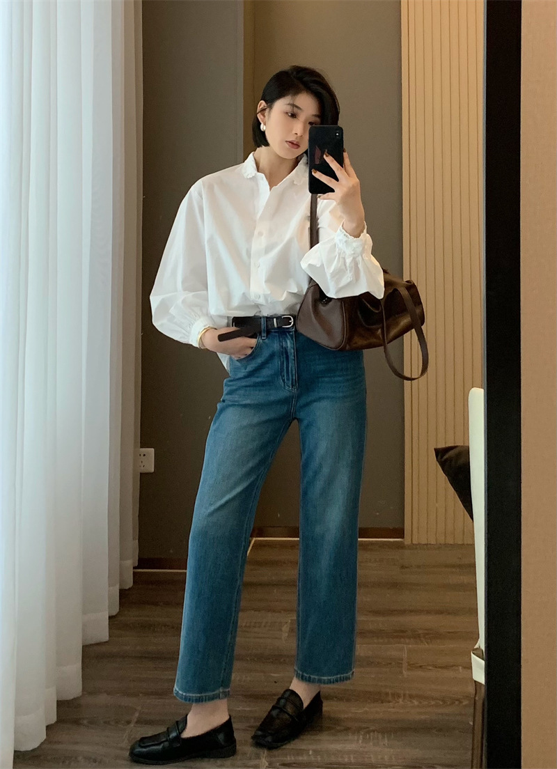 朵妮DN 莱赛尔亚麻360四面弹春夏亚麻透气高腰显瘦法棍裤牛仔裤女详情16