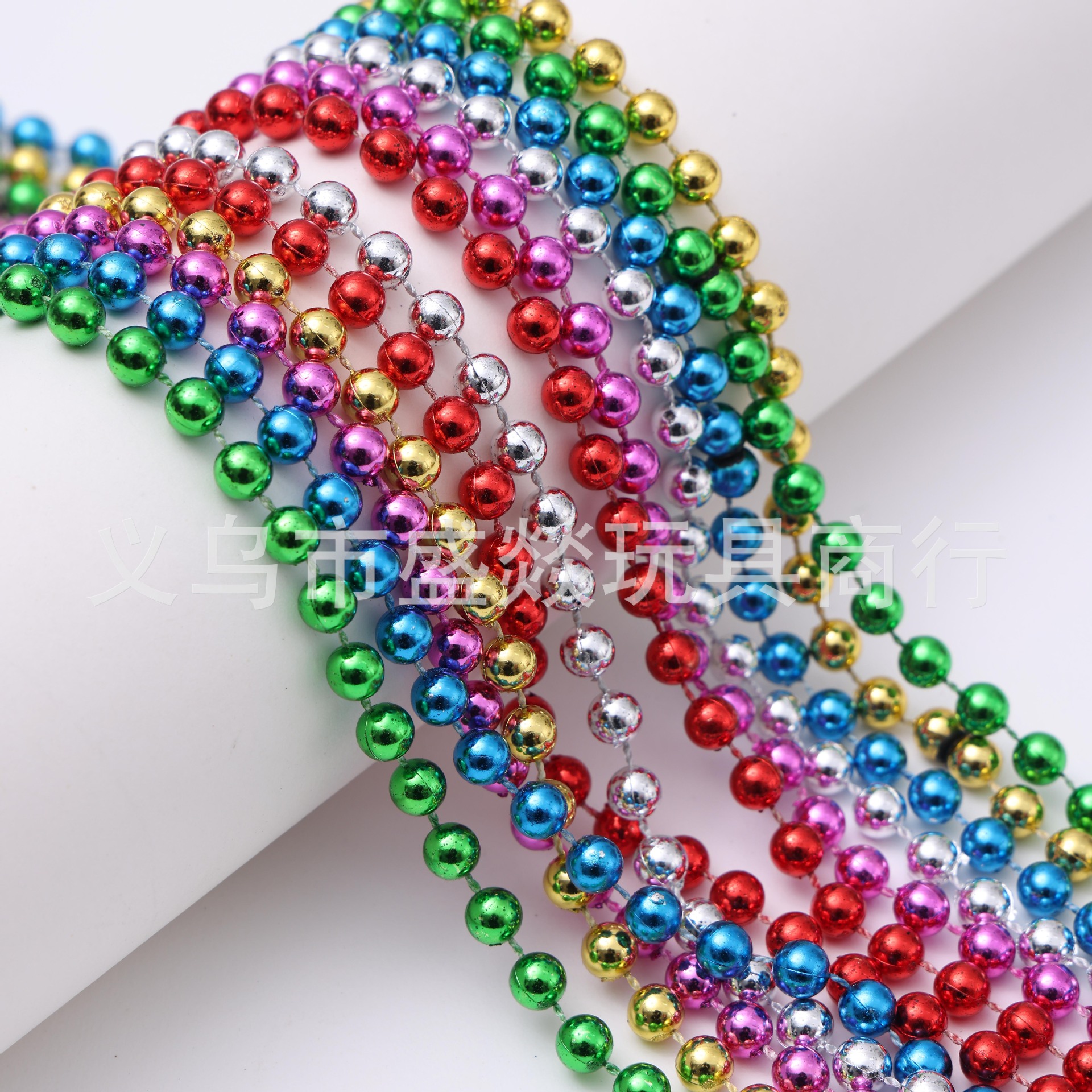 跨境8mm电镀珠链彩色项链独立日项链狂欢节万圣节派对波珠链道具详情4
