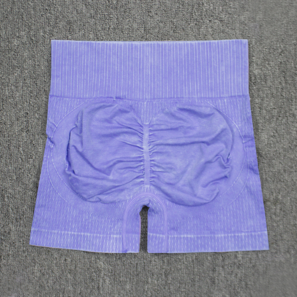 新款砂洗瑜伽裤运动健身短裤蜜桃臀yogo高腰紧身裤欧美三分裤详情7