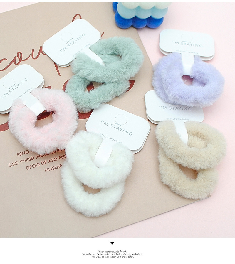 厂家批发卡装皮筋毛绒毛巾圈发绳甜美少女感发圈高弹力高马尾头绳详情4