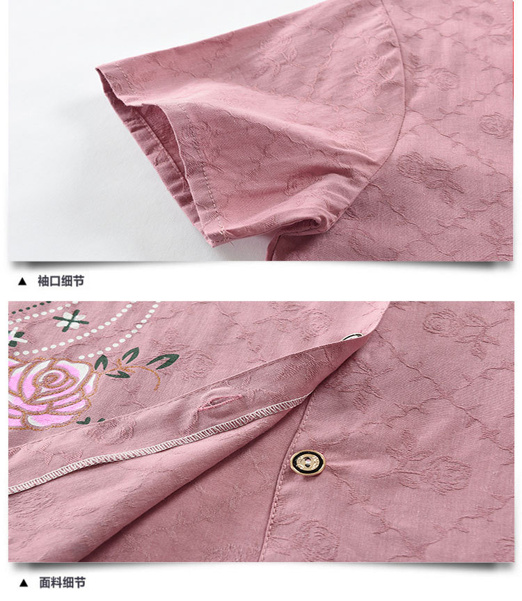 妈妈装夏季中老年人女款奶奶两件套短袖圆领开衫印花上衣套装衣服详情13