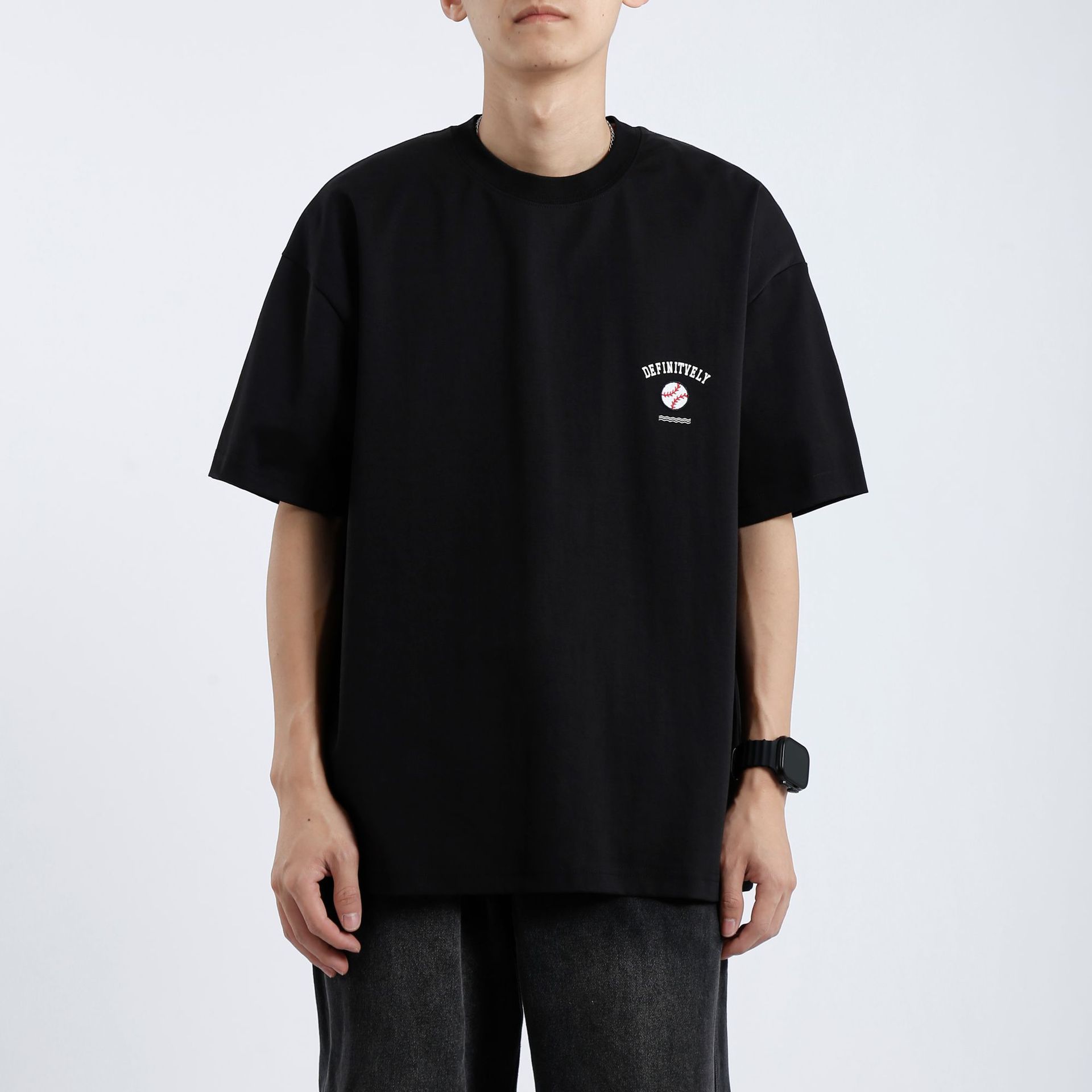 阿尔图220G重磅纯白印花短袖t恤男潮牌潮流夏季休闲宽松圆领上衣详情18