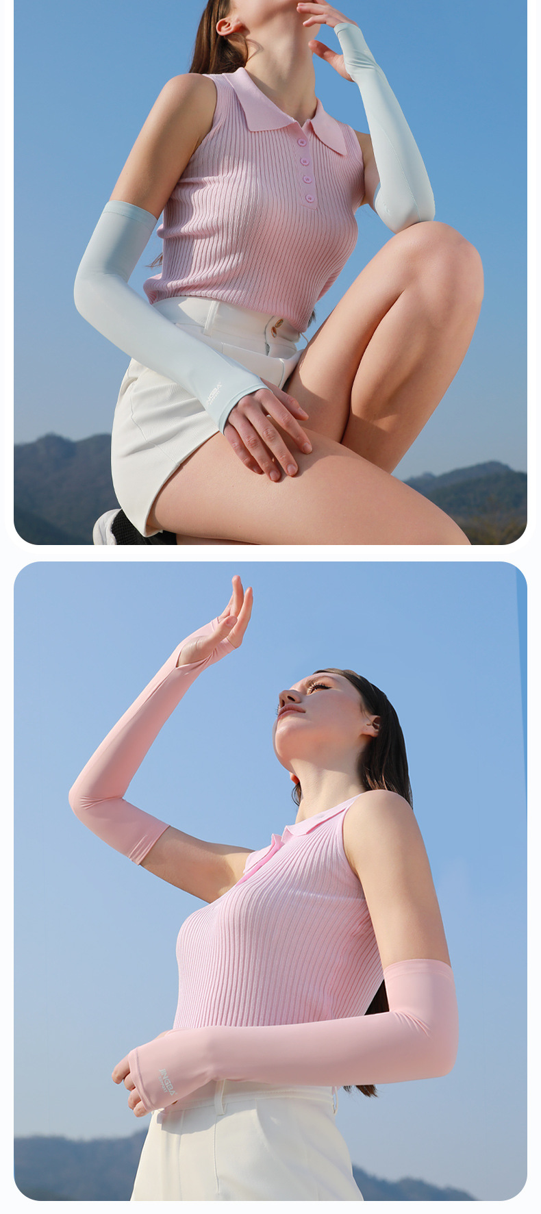 JINGBA SUPPORT 防晒袖套冰丝凉感冰袖女生户外运动骑行护手冰袖详情23