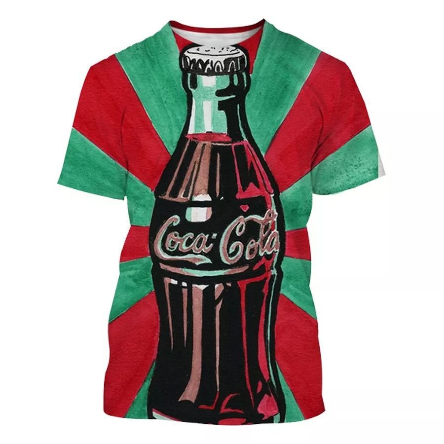 The latest summer bestseller is the Coca-Cola T-shirt with 3D digital printing, a fashionable and trendy loose short-sleeved top pic 4