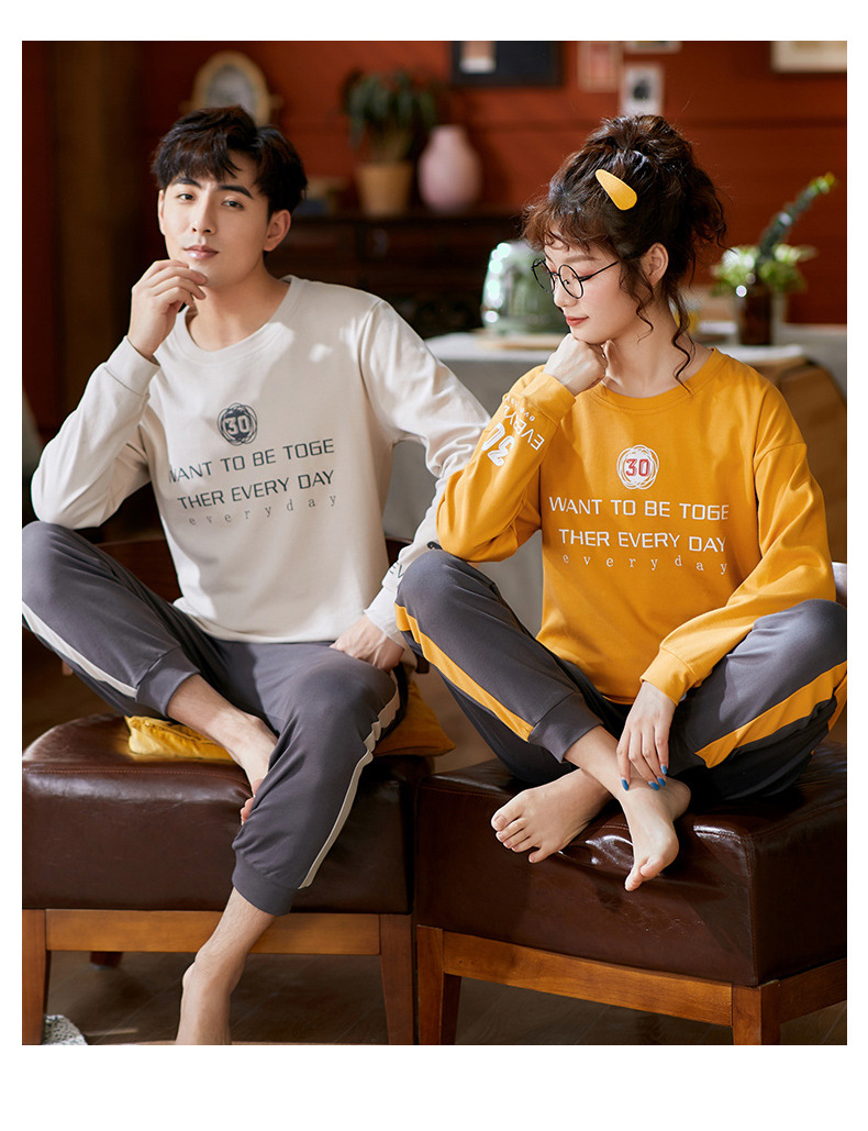 品牌情侣睡衣女长袖纯棉冬季新款韩版男士大码秋冬全棉家居服套装详情62