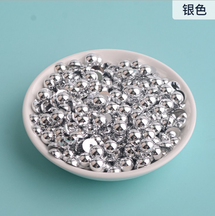 Gold-plated and silver-plated semi-circular pearl AB electroplated imitation pearl diy nail art AB semi-circular accessory manufacturer AB semi-circular pic 4