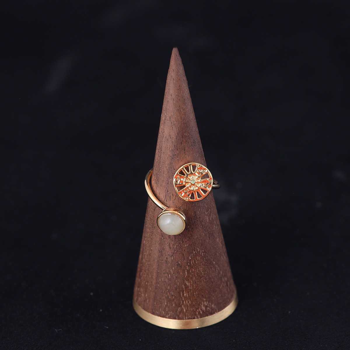 中古vintage时尚高级感复古轻奢小众青岛工厂批发青色石戒指女款详情2