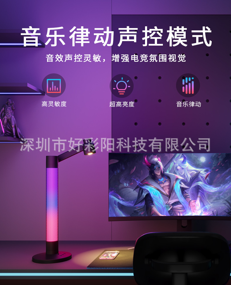 APP智能氛围台灯桌面阅读灯智能涂鸦WiFi床头小夜灯可旋转氛围灯详情5