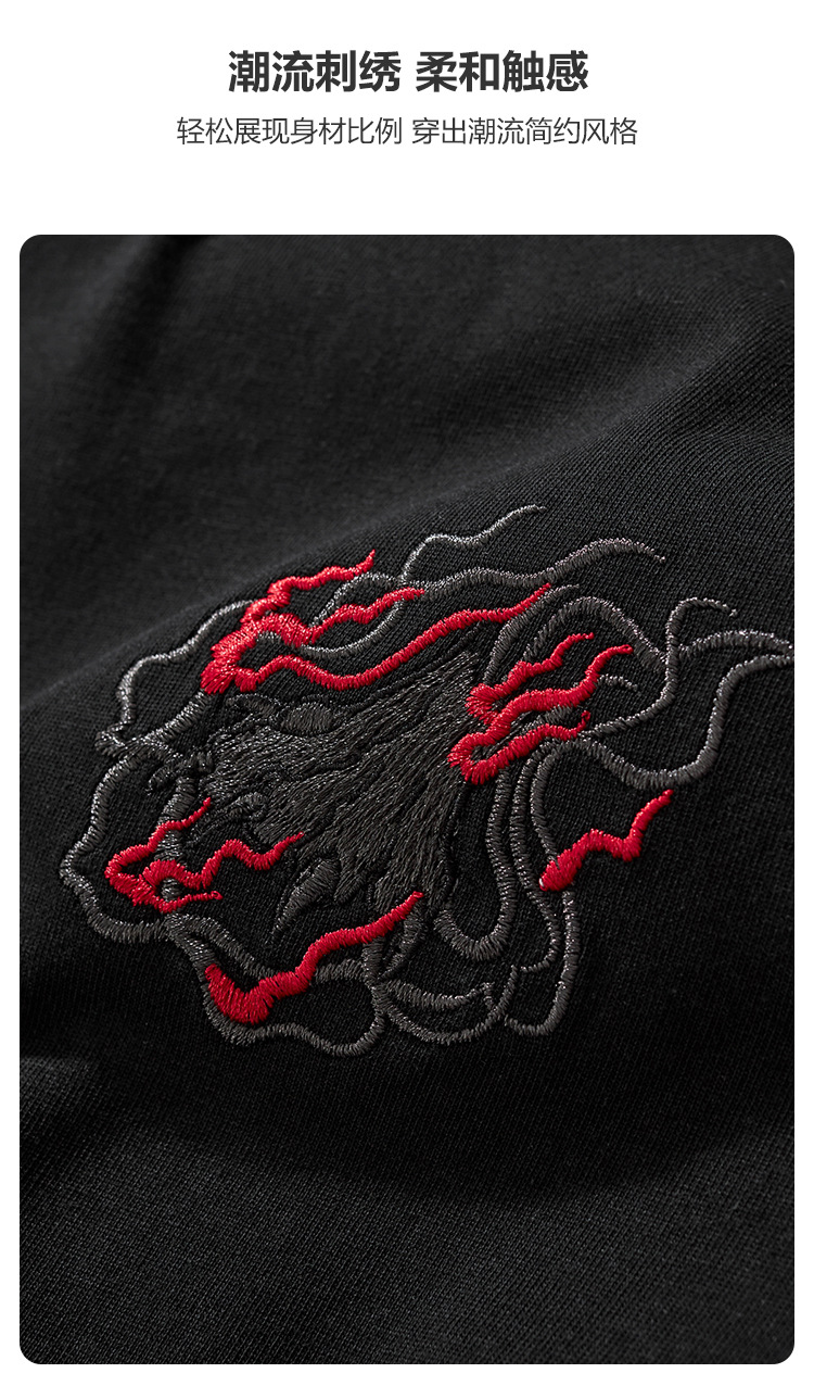 国潮夏季新款260克重磅纯棉短袖t恤男中国风刺绣宽松大码男装详情28