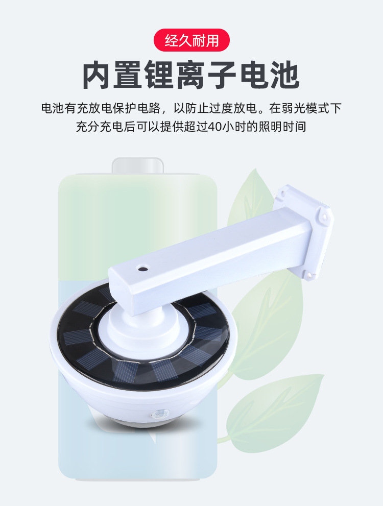 跨境太阳能灯户外庭院灯智能人体感应照明灯仿真监控摄像头路灯详情9