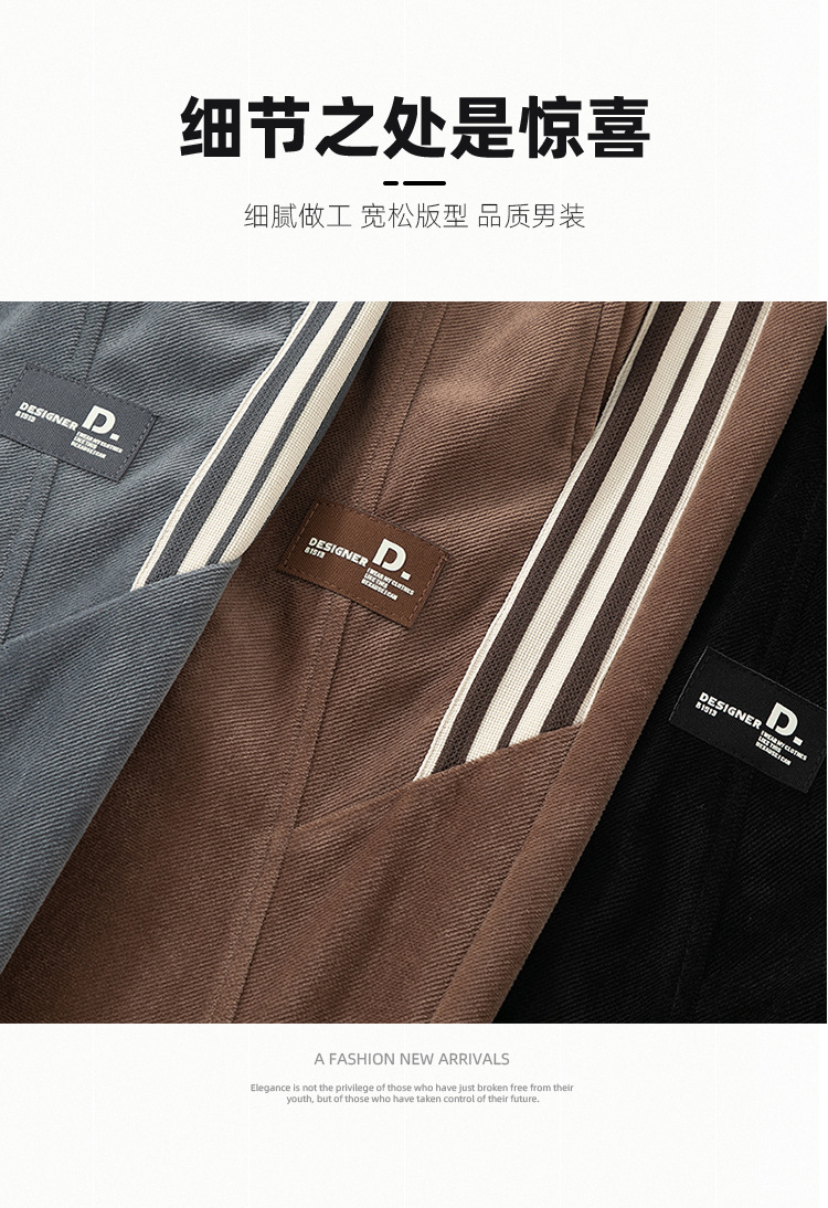 休闲裤男士秋冬新款宽松大码束脚灯芯绒卫裤潮流韩版垂感运动裤男详情23