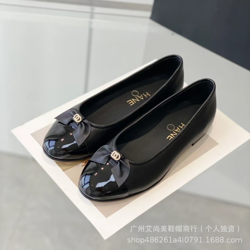 小香风蝴蝶结芭蕾舞鞋2024年新款低跟真皮拼色浅口圆头气质单鞋女详情12