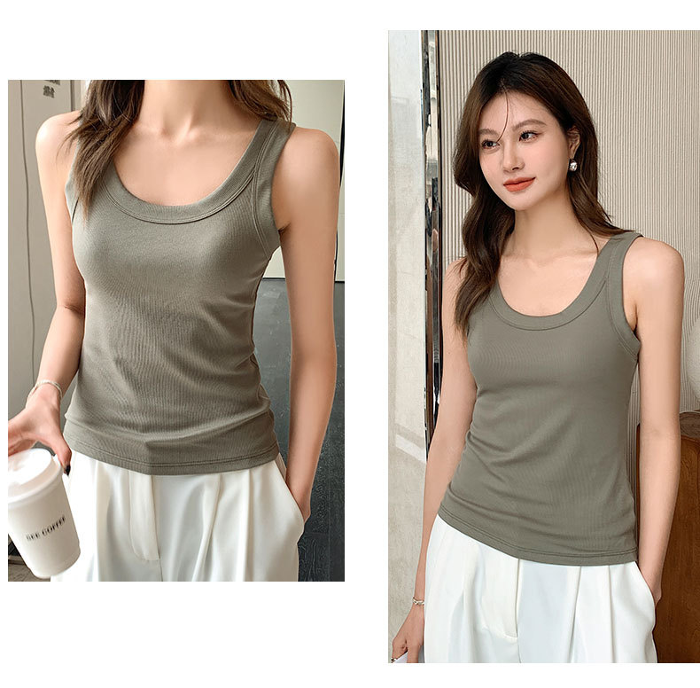 2825#春夏新款U型吊带背心女外穿棉工字内搭打底衫无袖T恤无胸垫详情11