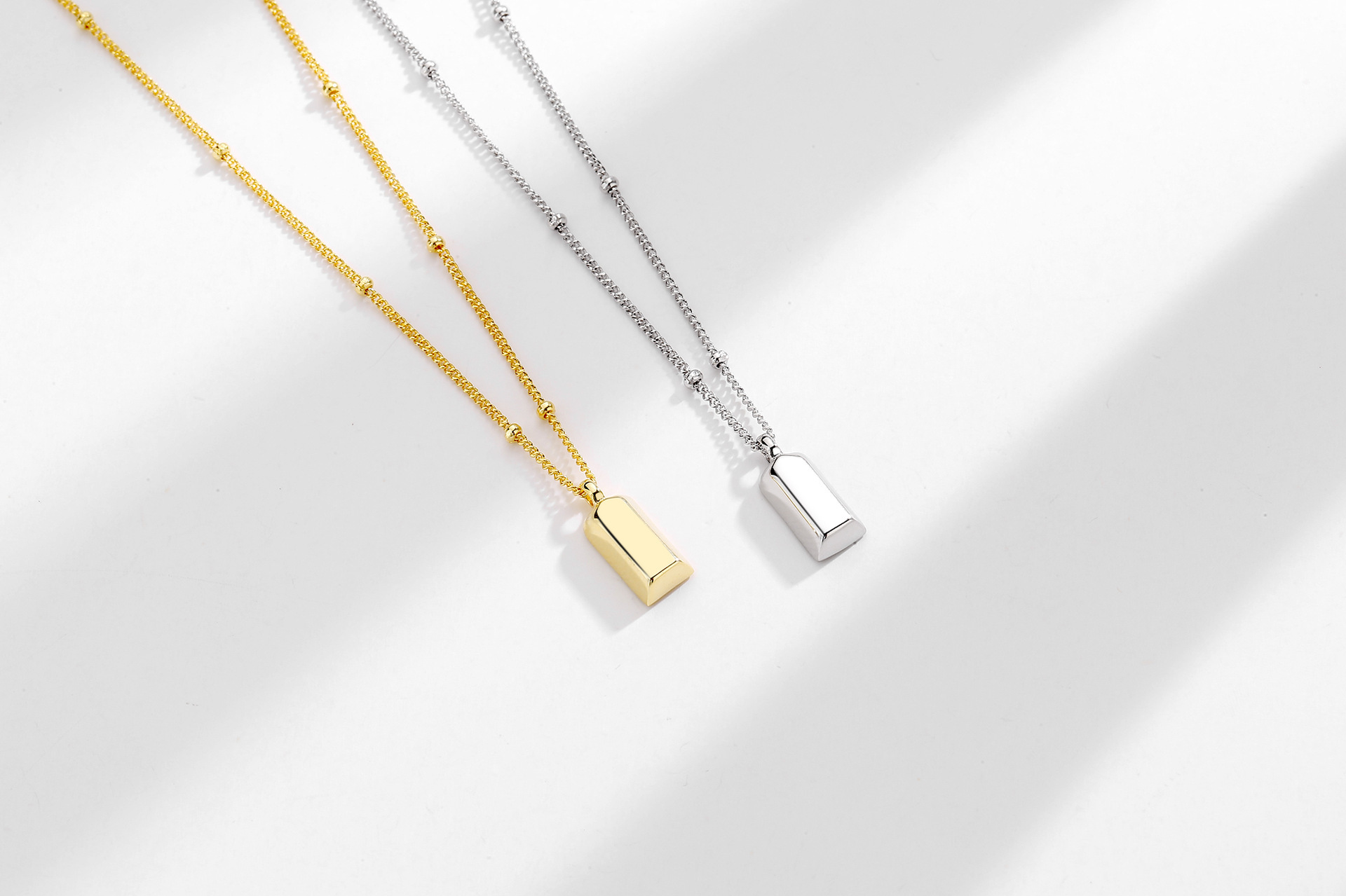 S925 sterling silver Instant Wealth Small gold Bar necklace for women, new light luxury, niche and versatile collarbone chain, wealth-attracting small gold brick pendant pic 55