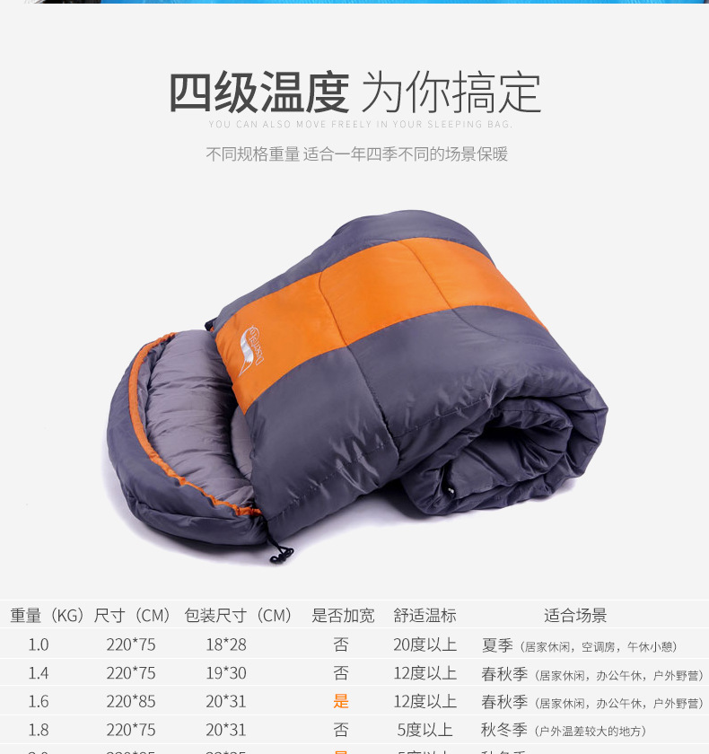 Wholesale adult outdoor sleeping bags, sleeping bags for travel, camping, single and double people can be combined, anti-dirt winter sleeping bags pic 35