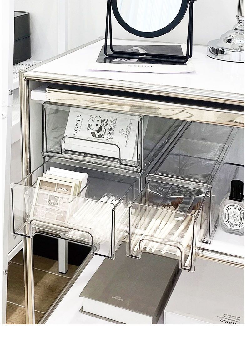 Mask storage box, light luxury transparent acrylic drawer-style cosmetics storage, dust-proof large-capacity desktop storage pic 4