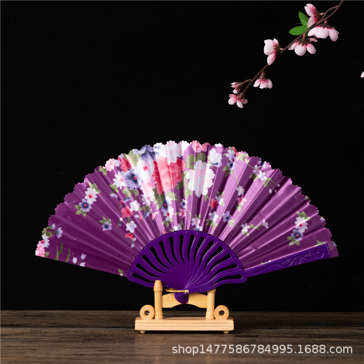 中国风龙骨扇舞蹈扇婚礼扇西班牙扇子女士扇 折扇广告扇子绸布扇详情5