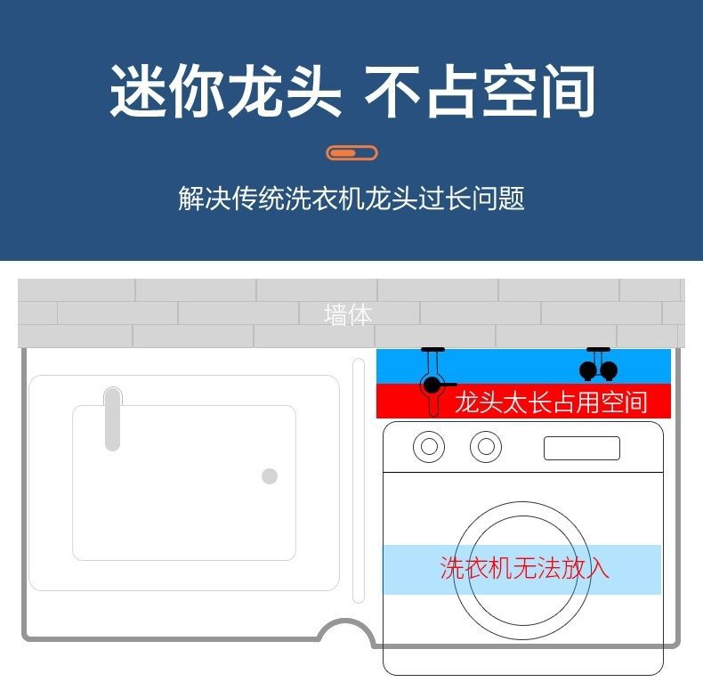 All-copper quick-opening ultra-short mini faucet for washing machines, 46-minute automatic water valve with water stop and anti-drop function pic 6