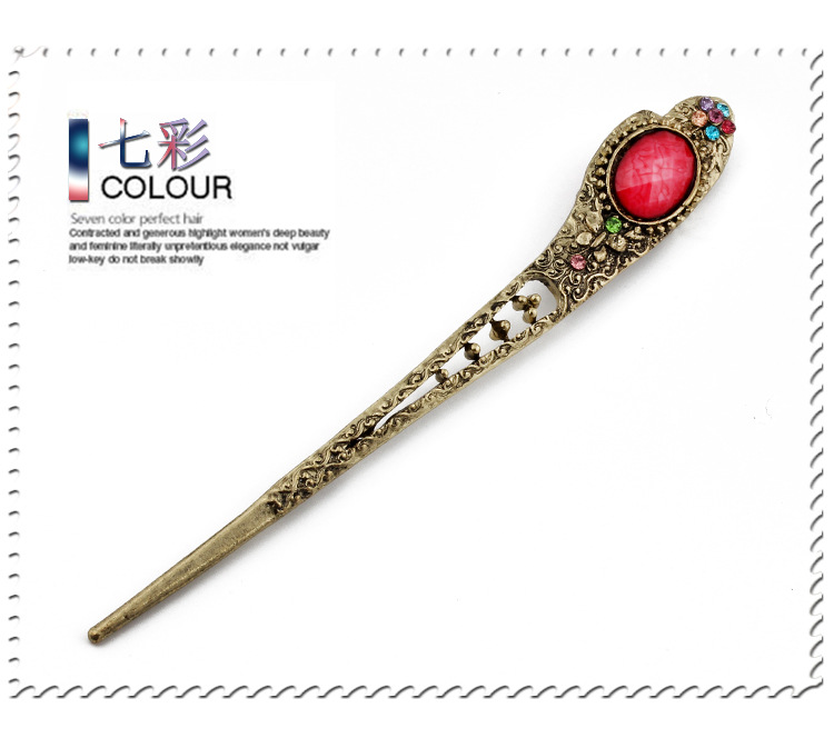 复古古典女式水钻发钗子发饰 简约盘发水滴发簪子头饰品 发簪黑檀木DIY发簪发钗发簪详情20