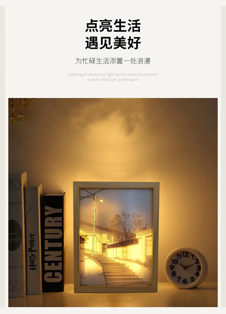 ins灯光画diy阳光画小夜灯床头装饰画卧室灯装饰画发光画批发详情4