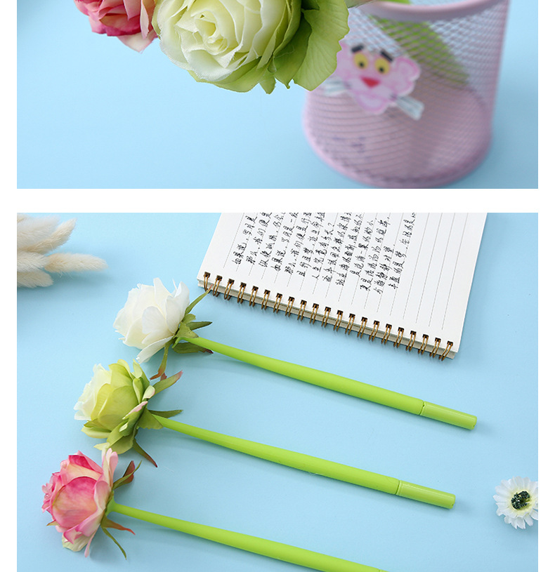Factory direct sales of Zhongfan ZF2088 rose soft rubber gel Pen 0.5mm student stationery creative shaped pen pic 14
