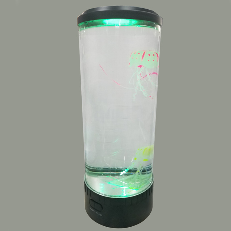 水族鱼缸水母灯 七彩LED自动变色小夜灯 圆柱形水母灯详情27