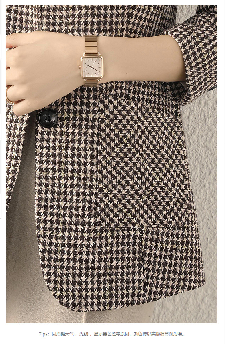 Early autumn Japanese-style checkered mid-length coat for women, slimming and fashionable checkered suit, three-pocket small suit for women pic 23