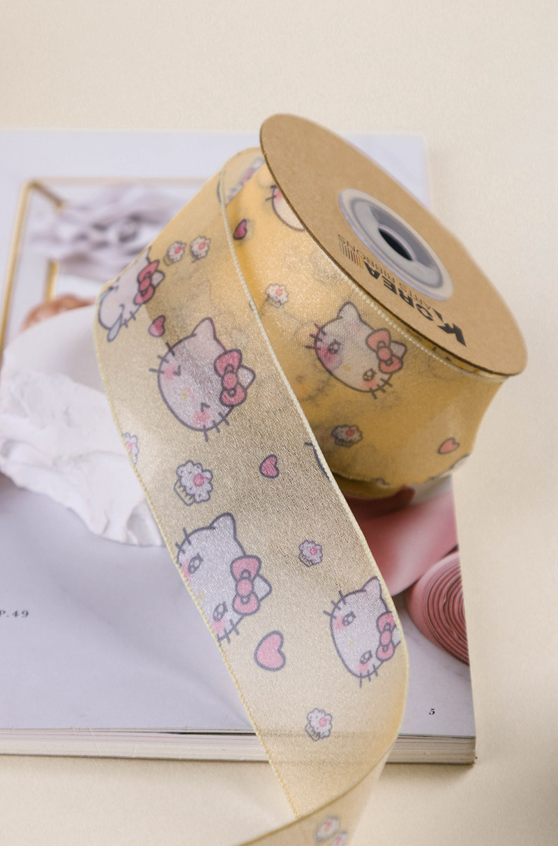 Cute Hello Kitty chiffon, printed webbing, DIY handmade hair accessories, flowers, gift packaging, clothing, bow accessories pic 10