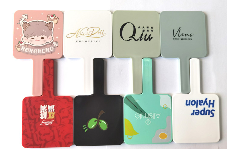 Handheld square mirror advertising creative square makeup mirror DIY portable high-definition handle mirror making logo wholesale mirror pic 18