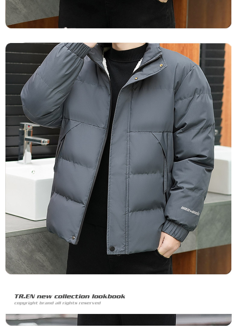 冬季立领时尚休闲帅气棉衣男青年高端潮流保暖加厚棉短款棉袄外套详情17