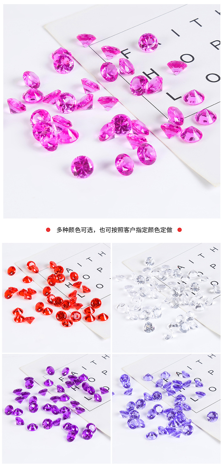 Wholesale of 20mm diamond imitation Taiwan acrylic pointed-bottom diamond acrylic jewelry accessories for export pic 15