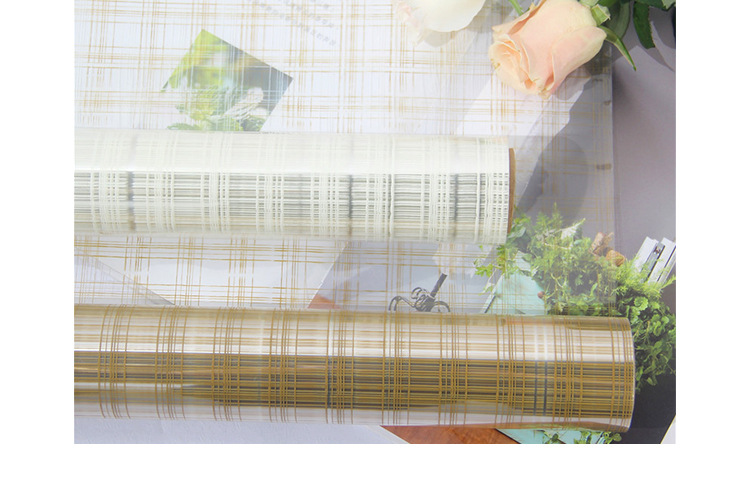 Ruiqu gold and Silver imported checkered paper flower shop floral art gift wrapping paper waterproof plastic OPP film pic 5