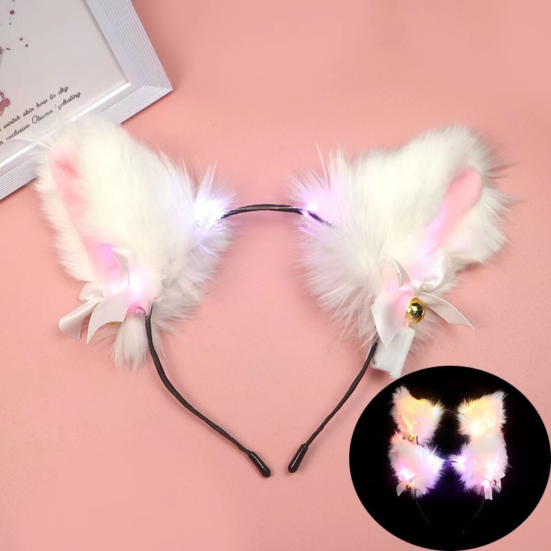 发光发箍发亮羽毛兔耳朵发夹毛绒头箍摆地摊夜市头饰玩具地推礼品详情12