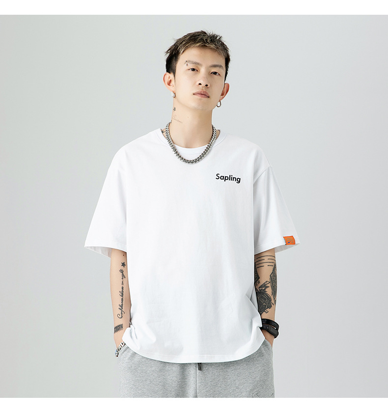 韩路日系男装 潮牌字母印花T恤男宽松百搭基础款纯棉情侣装短袖详情10