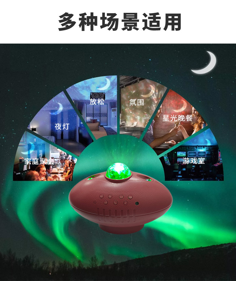 LED rugby USB music starry sky light water ripple star moon Bluetooth ambient light strip remote control rotating laser pic 7