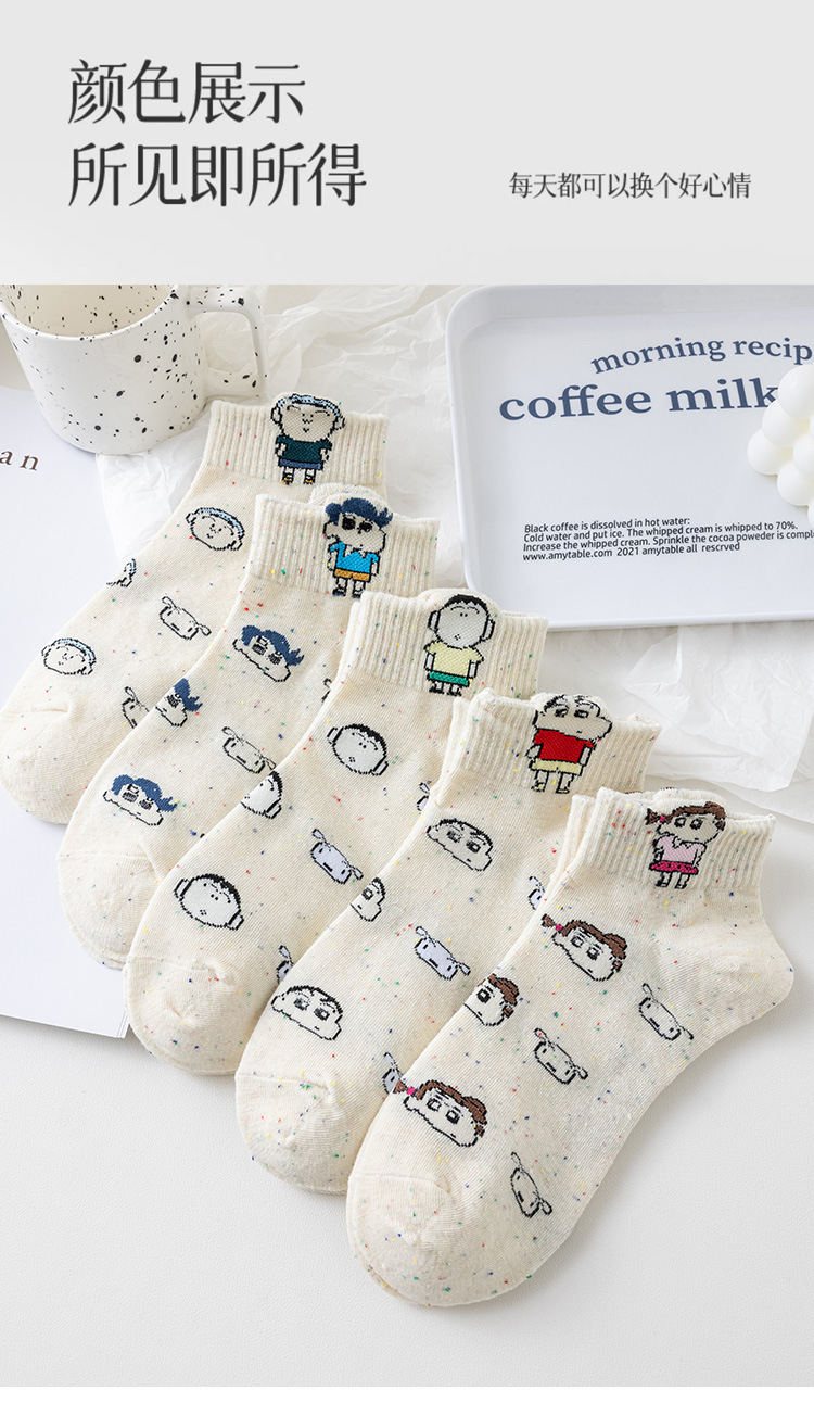 卡通袜子女春夏季短筒可爱动漫ins潮点子纱船袜日系百搭运动棉袜详情9