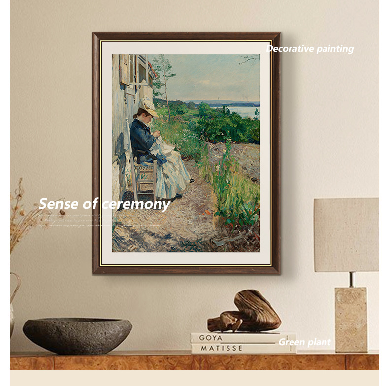 法式复古客厅装饰画莫奈小众艺术酒店工装餐厅卧室走廊过道挂画详情1