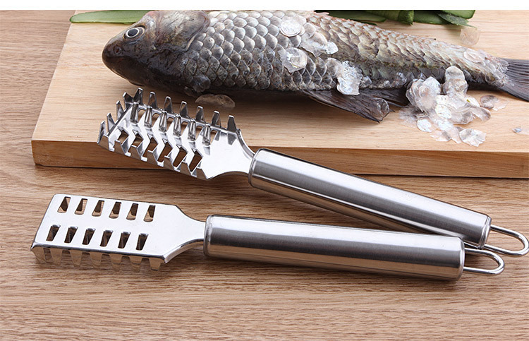 Kitchen small tools: stainless steel fish scale planer, stainless steel fish killing brush, fish scale scraper, descaling knife, brush pic 10