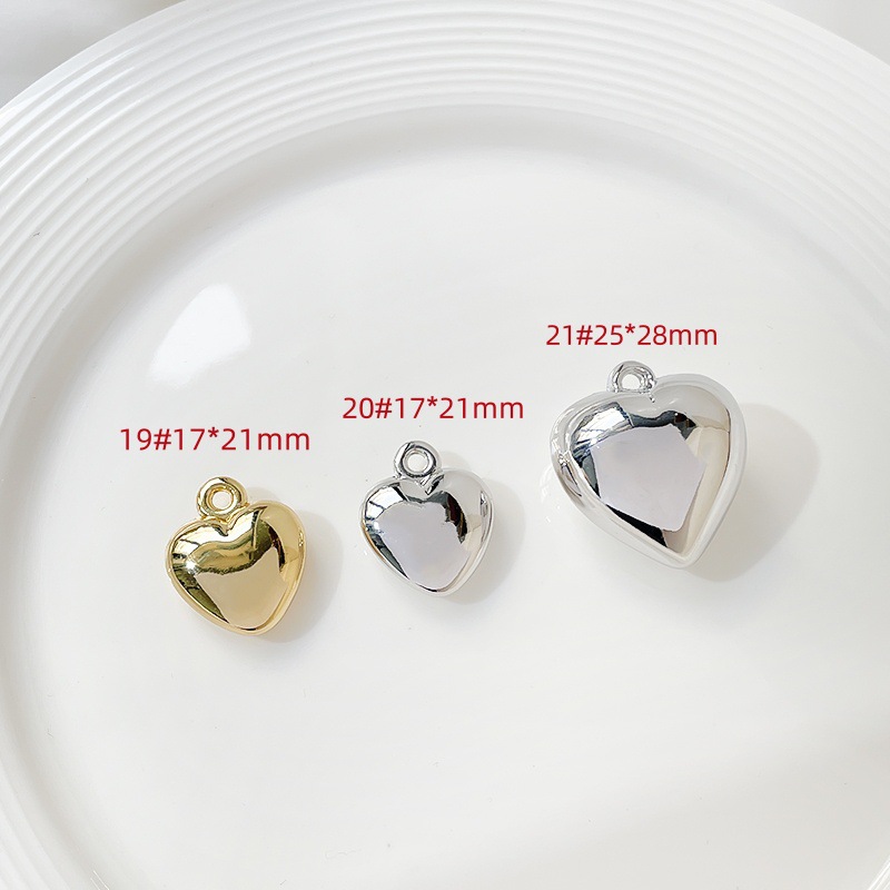 Simple style multi-specification three-dimensional smooth surface heart heart round ball pendant jewelry necklace earrings diy accessory materials pic 14