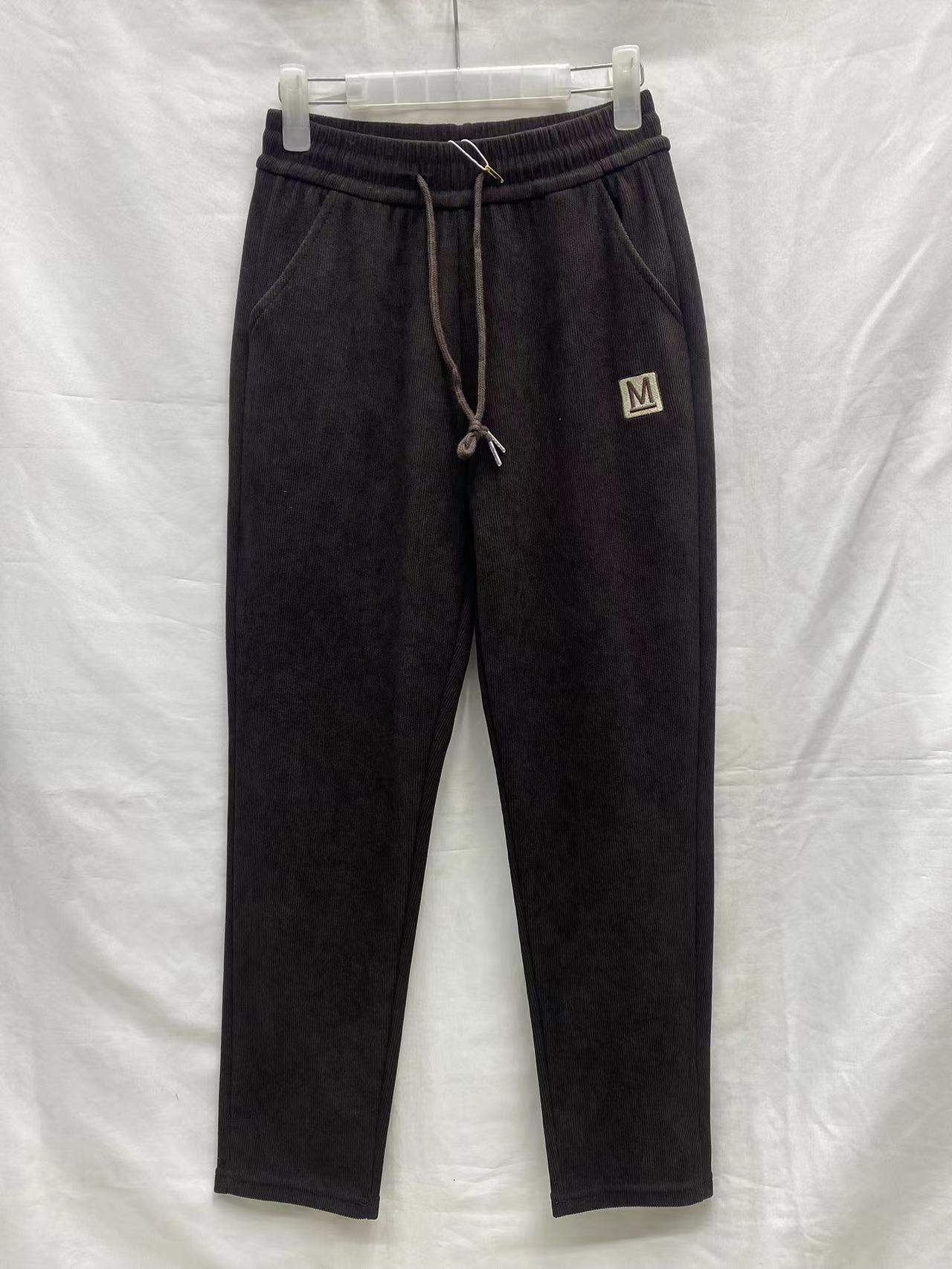 2022春季新款中老年女装木棉绒超细条打底裤妈妈装长裤女裤地摊详情2