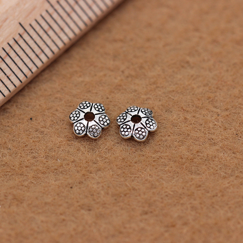 2021S925泰银点点花瓣花托diy隔片饰品配件银泰银配件批发详情16