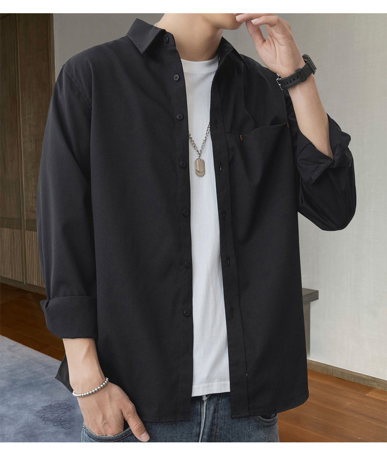2024 primavera/otoño nuevo manga larga blusa blanca para hombres versión coreana blusa suelta abrigos moda masculina una generación de cabello pic 24