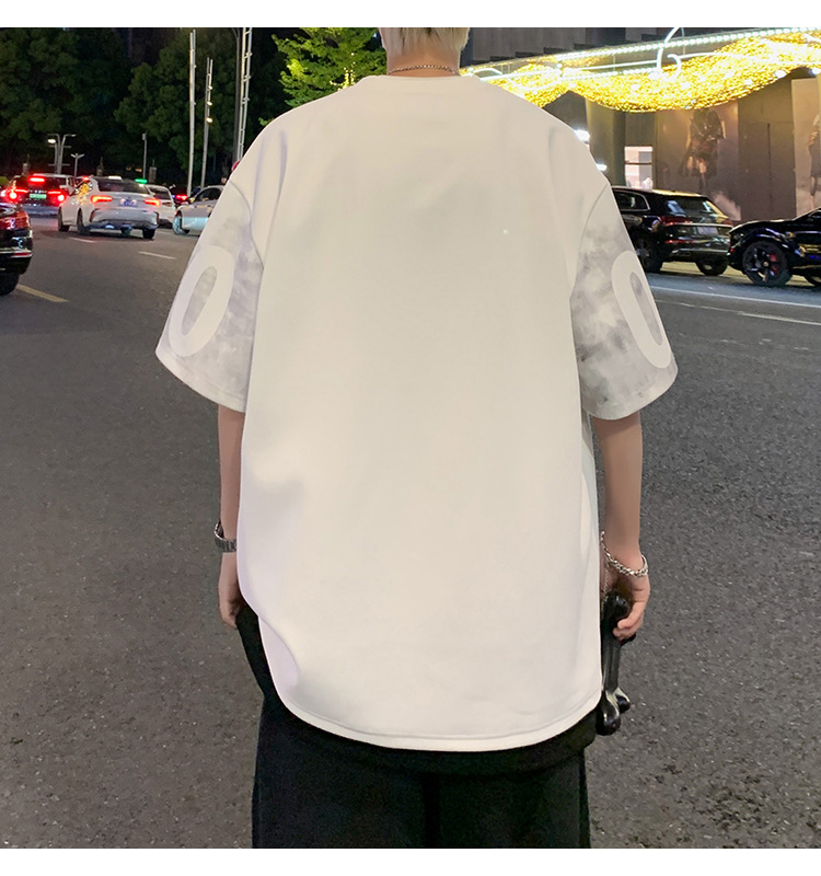 港风短袖t恤男夏季2024新款美式潮牌男生oversize青少年宽松体恤详情20