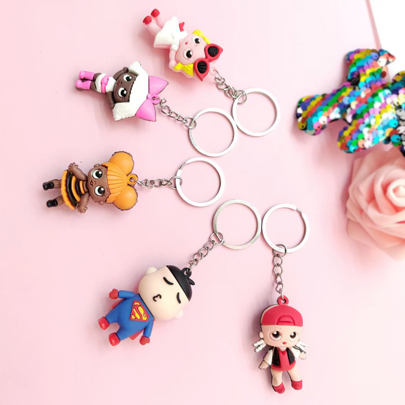 厂家直销可爱卡通立体公仔造型PVC钥匙扣软胶挂件详情7