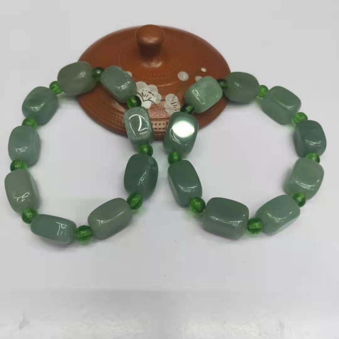 diy natural Dongling jade square irregular combination bracelet, Green Dongling bracelet manufacturer wholesale pic 9