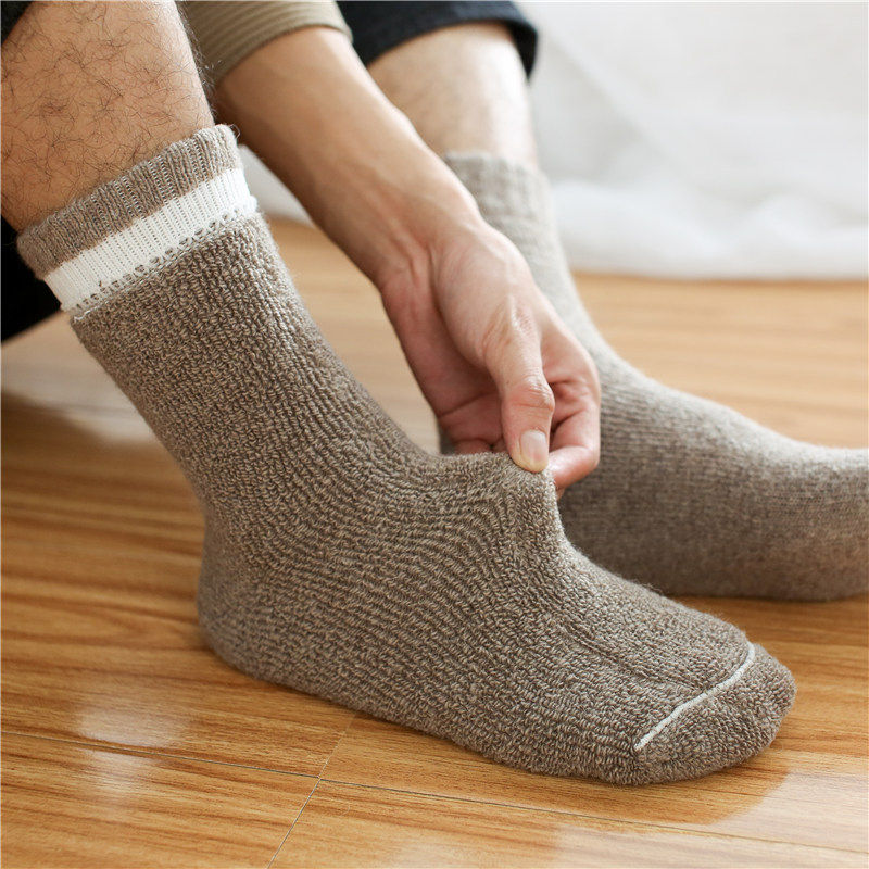 Autumn and winter wool socks for women, mid-calf socks with fleece and thickened heating and warmth, super thick wool socks for men, wool pic 11