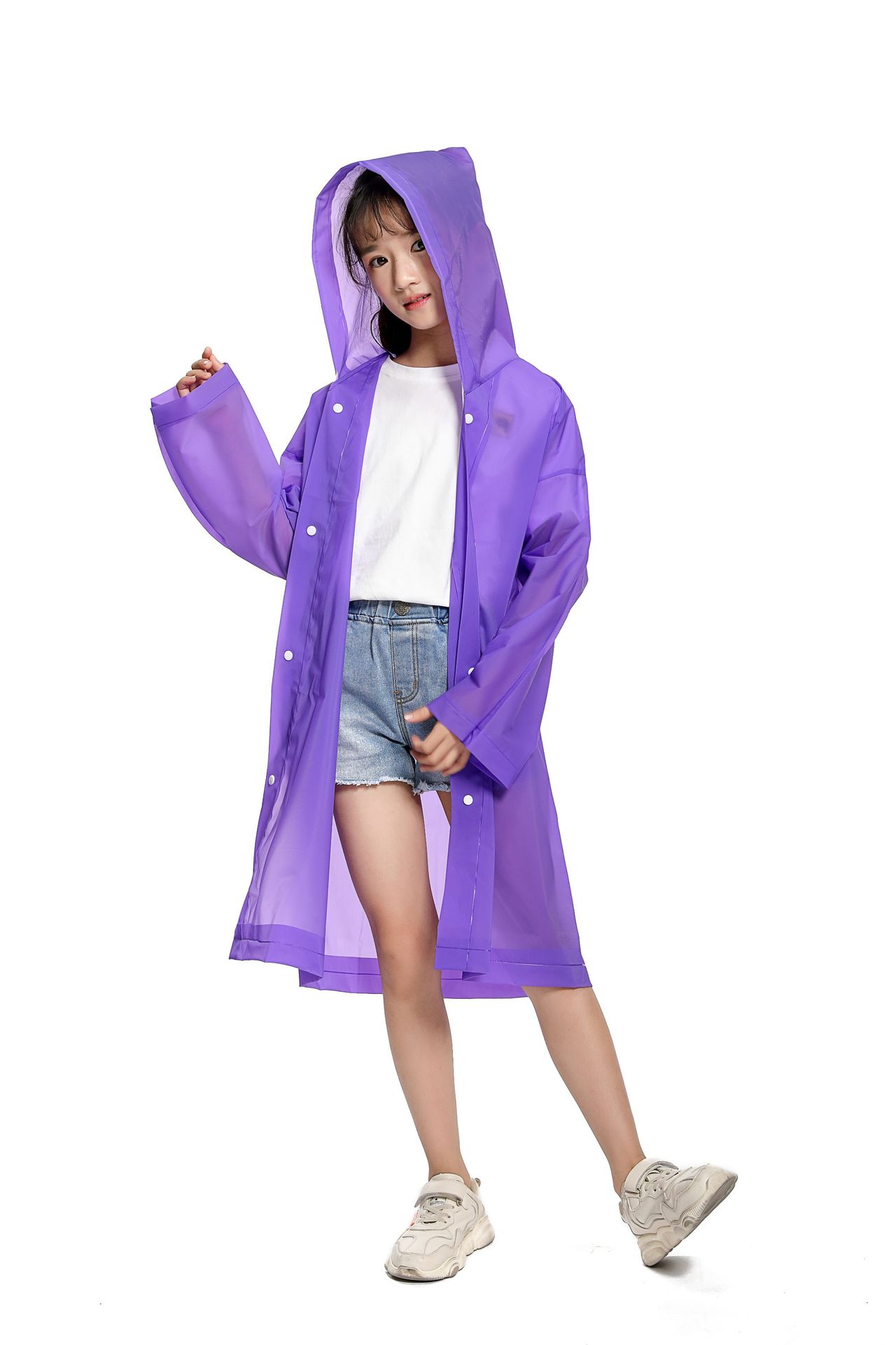 工厂直供儿童雨衣可爱EVA雨衣挡风遮雨户外徒步旅游非一次性雨披详情4