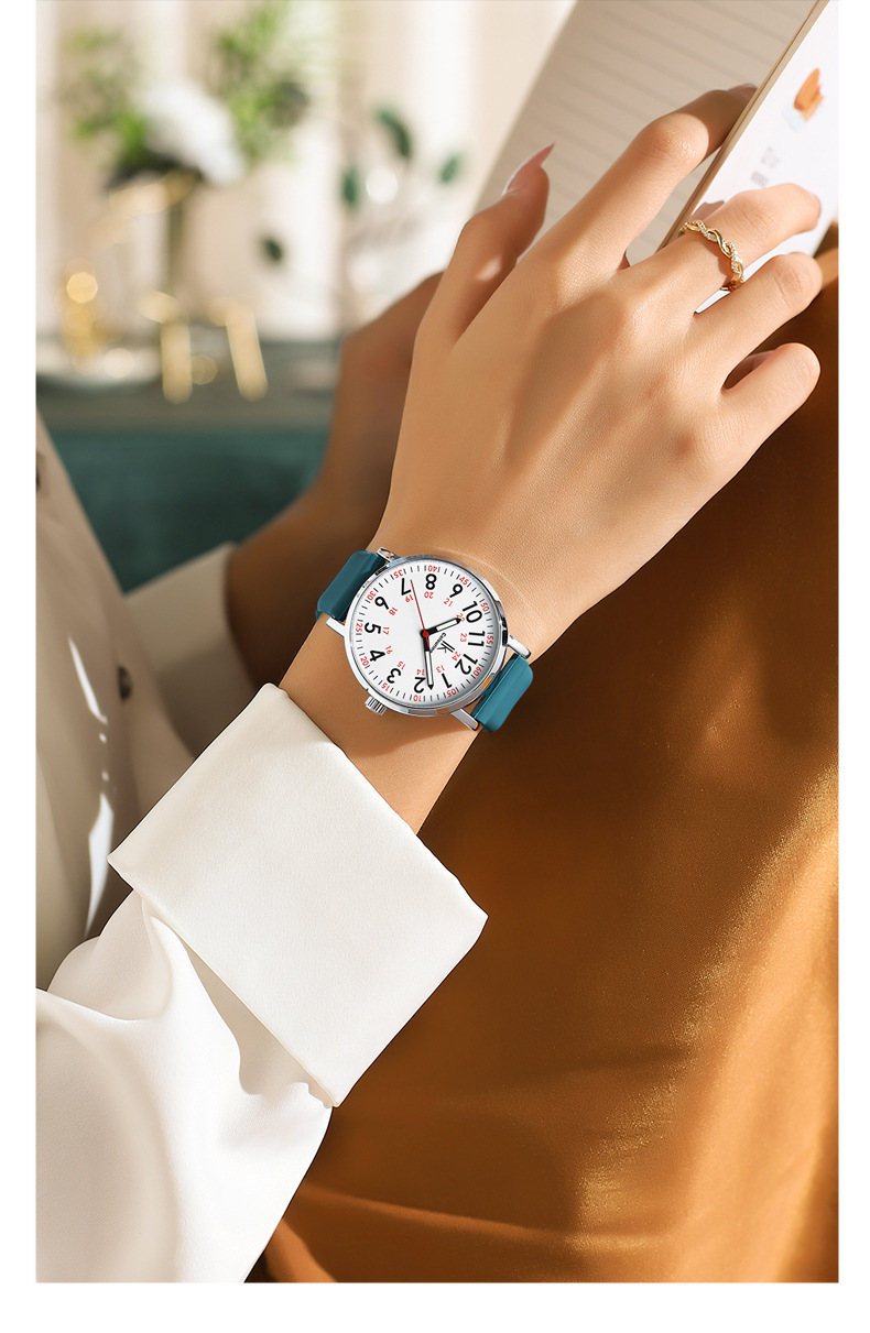 抖音爆款女士硅胶手表 跨境简约防水手环 高级轻奢夜光石英女表详情11