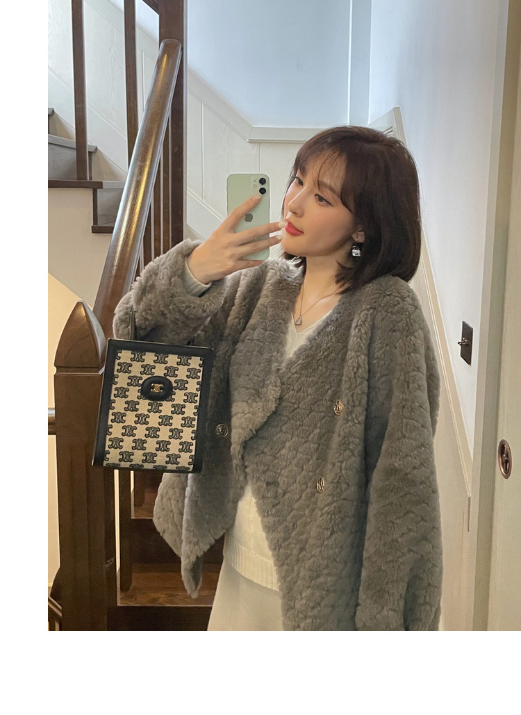 冬季新年羊羔毛皮草短款女网红羊剪绒布加迪全羊毛年轻短外套详情55