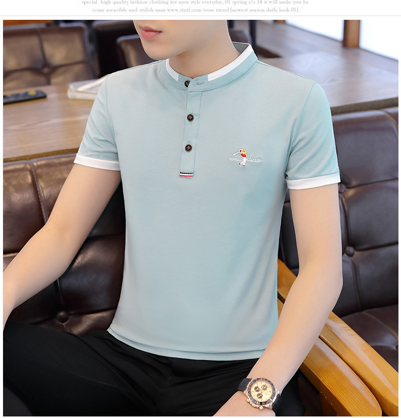 2022夏季新款短袖t恤男士韩版潮牌丅半袖体桖polo衫上衣服男装潮详情15